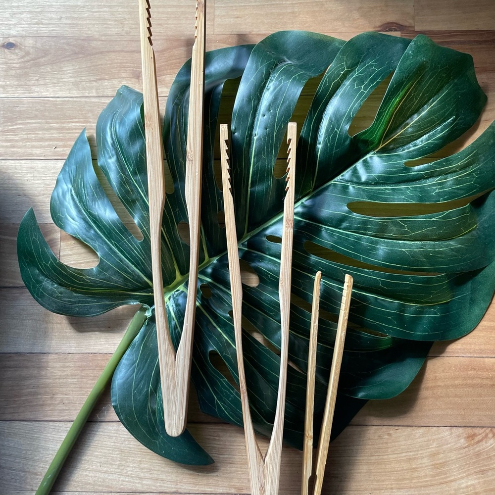 Natural Bamboo Kitchen Tongs